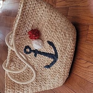 Mimi Insulated Nautical Straw Tote